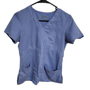 Greys Anatomy Scrub Top Womens Small Blue Nursing Medical Work Uniform